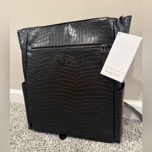 Freshly Picked Black Croc minimalist diaper bag backpack